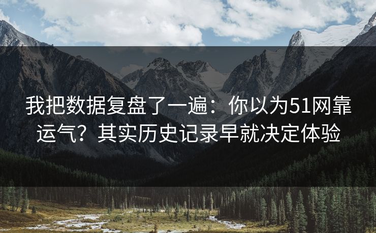 我把数据复盘了一遍:你以为51网靠运气?其实历史记录早就决定体验 我把数据复盘了一遍:你以为51网靠运气?其实历史记录早就决定体验